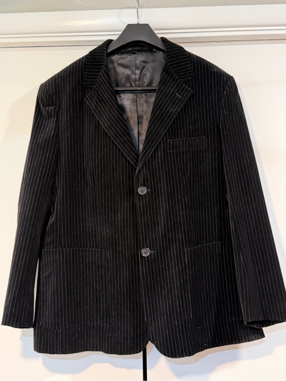 Black Rivet Men's Black Velvet Pinstripe Jacket